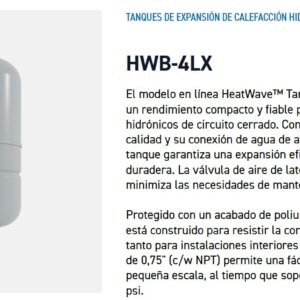 TANQUE DE PRESION GWT CALEFACCION N/POTABLE, HWB-4LX, 4LTS-1GLS V,3/4"